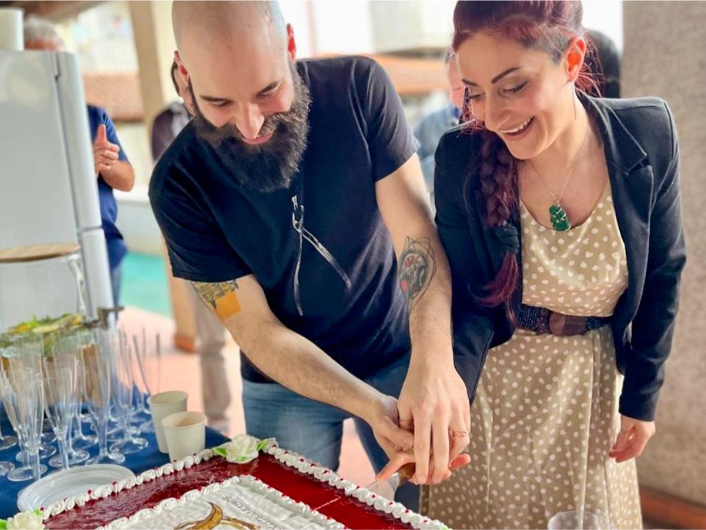 Silvia e Marco all'inaugurazione dello studio olistico